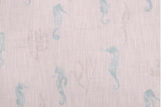 Premier Prints Ocean Love - Slub Canvas Printed Cotton Drapery Fabric in Blue Haze 