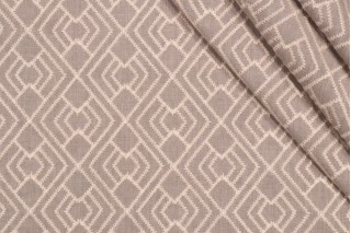 Ellen Degeneres Cordell Embroidered Drapery Fabric in Fog 