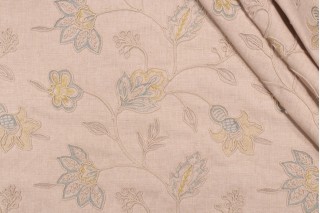 Richloom Oriana Cord Embroidered Drapery Fabric in Capri 