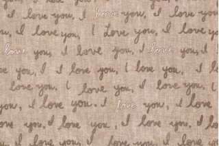 Ellen Degeneres I Love You Printed Cotton Drapery Fabric in Natural 