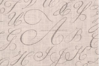 Waverly Cursive Caps Printed Linen Blend Drapery Fabric in Silver 