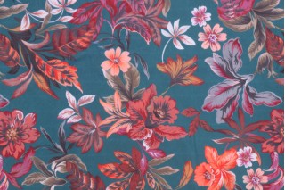 Stof France Mariane Printed Velour Decorator Fabric in Petrole 