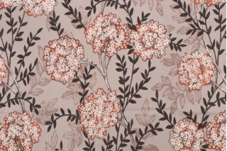 Stof France Hortensia Printed Cotton Twill Drapery Fabric in Naturel 