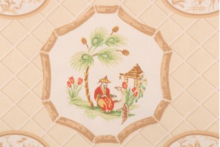 Thibaut Medley F9613 Printed Cotton Drapery Fabric in Beige