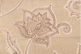 Thibaut Orissa Printed Linen Blend Drapery Fabric in Beige