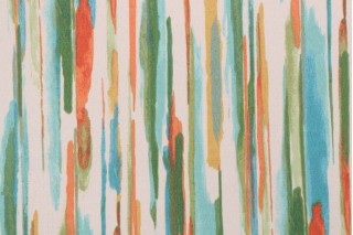 PK Lifestyles All Lined Up Printed Polyester Outdoor Fabric in Turquoise 