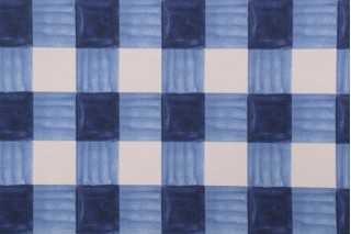PK Lifestyles Painterly Plaid Printed Polyester Outdoor Fabric in Sky 