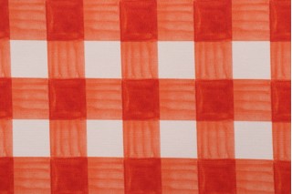 PK Lifestyles Painterly Plaid Printed Polyester Outdoor Fabric in Coral 