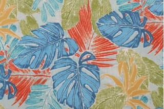Tommy Bahama Batik Leaves Printed Polyester Outdoor Fabric in Sailor 