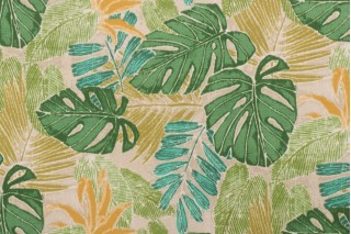 Tommy Bahama Batik Leaves Printed Polyester Outdoor Fabric in Meadow 