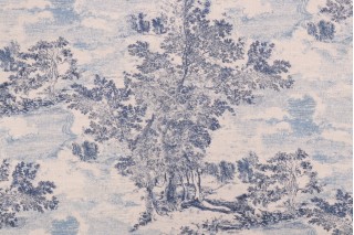 PK Lifestyles Serene Scenes Printed Cotton Drapery Fabric in Sapphire 