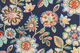 Richloom Daelyn Printed Polyester Outdoor Fabric in Navy 