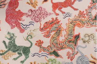 Hamilton Himalaya Printed Cotton Drapery Fabric in Natural 