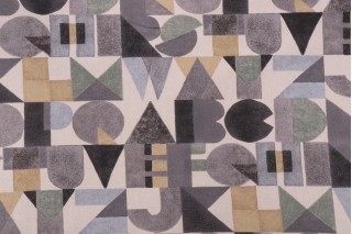 Novogratz Block Letters Printed Cotton Drapery Fabric in Onyx 