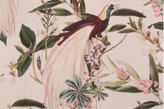 Stof France Paradisier Printed Cotton Drapery Fabric in Creme 