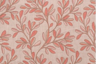 Kaufmann Leafage Embroidered Drapery Fabric in Clay 