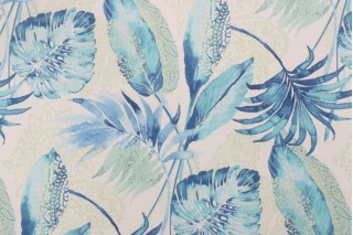 Richloom Tacorian Printed Polyester Outdoor Fabric in Turquoise 