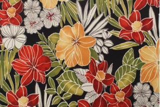 Sample of Richloom Clemens Printed Polyester Outdoor Fabric in Noir 