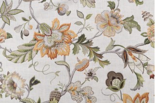 Kaufmann Brissac Printed Linen Blend Drapery Fabric in Amber 