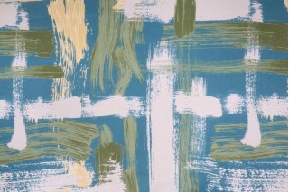 ​Robert Allen Sedge Abstract Printed Cotton Drapery Fabric in Turquoise 