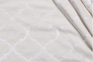 Richloom Koppel Embroidered Drapery Fabric in Ivory