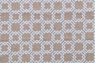 Old World Weavers Oski on Oatmeal Linen Printed Drapery Fabric in Bluejay