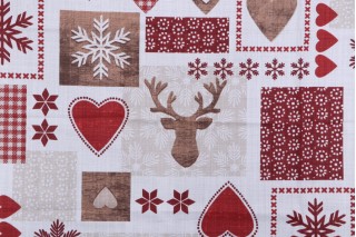 Stof France Thorens Printed Cotton Drapery Fabric in Rouge 