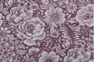 Stof France Montsegur Printed Cotton Drapery Fabric in Marsala 