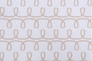 PK Lifestyles Loop & Lace Embroidered Drapery Fabric in Parchment