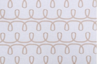 PK Lifestyles Loop & Lace Embroidered Drapery Fabric in Parchment