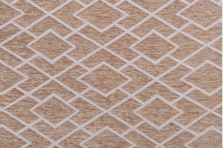 Vision Fabrics Lattice Woven Chenille Upholstery Fabric in Coin