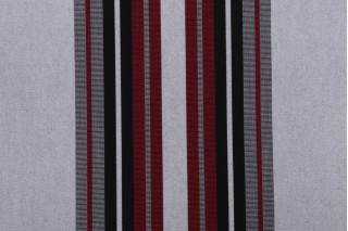 Sunbrella Awning Stripe 4798-0000 Woven Solution Dyed Acrylic Awning Outdoor Fabric in Burgundy/Black/White
