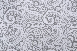 Paisley Printed Drapery Fabric in Ash