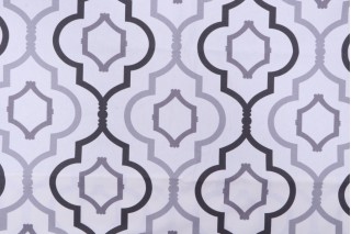 Mill Creek Plumy-Paramount Printed Cotton Drapery Fabric in Platinum