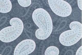 Premier Prints Peru Printed Cotton Twill Drapery Fabric in Gunmetal/Canal