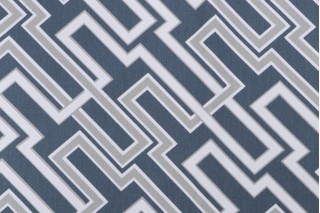 Premier Prints Jasper Printed Cotton Twill Drapery Fabric in Gunmetal/Snowy Grey