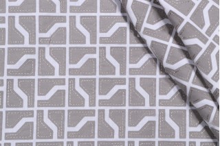 Covington Greystone Applique Embroidered Drapery Fabric in 191-Pearl Grey