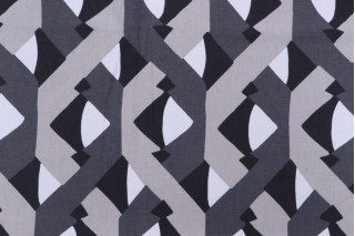 Robert Allen Dwell Studios Dover Street Printed Cotton Drapery Fabric in Graphite