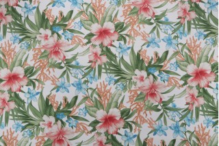Tommy Bahama Fleur Le Mar Printed Polyester Outdoor Fabric in Papaya 