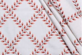 PK Lifestyles Clover Lane Emb Drapery Fabric in Coral 