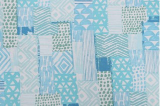 Mill Creek Nerius Printed Cotton Drapery Fabric in Aquarius