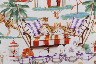 Harrison Howard Night In India Printed Cotton Drapery Fabric in High Noon 