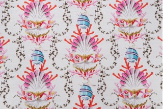 Harrison Howard Mariner's Song Printed Cotton Drapery Fabric in Aquarium 