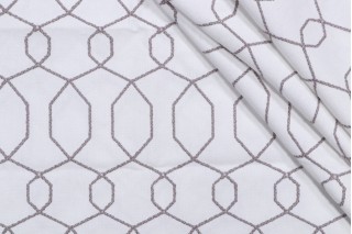 Trellis Embroidered Drapery Fabric in Smoke