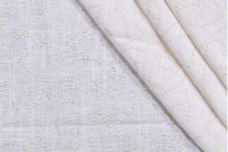 Vine Embroidered Drapery Fabric in Cream