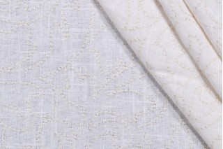 Vine Embroidered Drapery Fabric in Cream