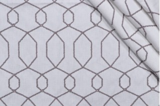 1 Yard Trellis Embroidered Drapery Fabric in Smoke