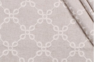  Loop Lattice Embroidered Drapery Fabric in Beige