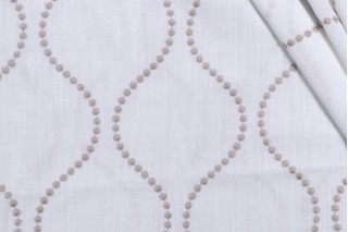 Dot Ogee Embroidered Drapery Fabric in Pebble