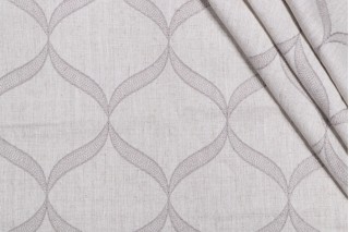 Ogee Embroidered Drapery Fabric in Grey